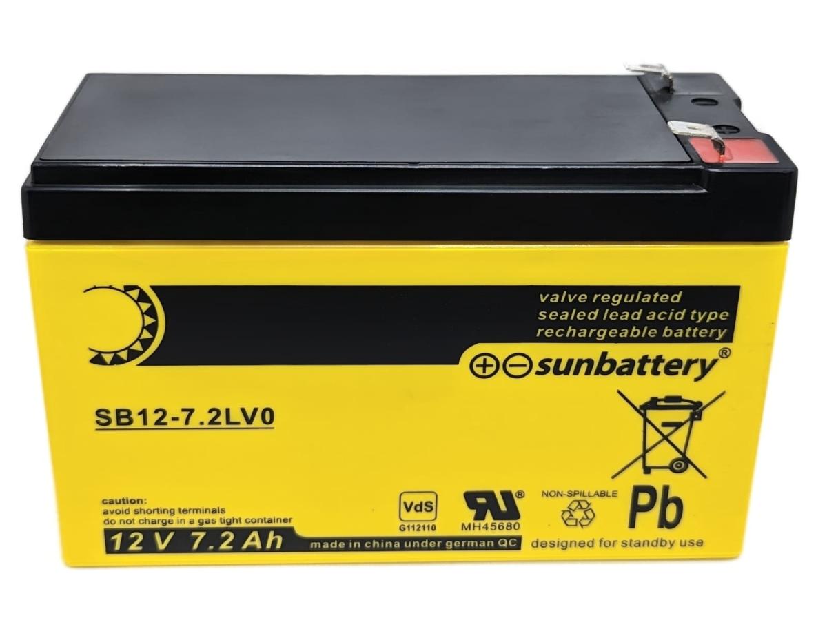 SUN Battery SB12-7.2LV0 12V 7,2Ah Blei Akku AGM mit VdS
